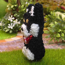ふわもこ刺繍の柴犬 (黒柴) ピンバッチ (ピンズ ピンブローチ) NO.02 6枚目の画像