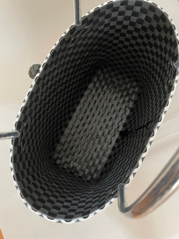 ppバンドの プラカゴバッグ  大きめサイズ  丈夫で長持ち 雨でも平気な撥水素材   L~レジャーサイズ 5枚目の画像