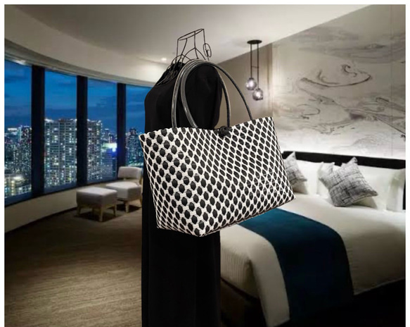 ppバンドの プラカゴバッグ  大きめサイズ  丈夫で長持ち 雨でも平気な撥水素材   L~レジャーサイズ 4枚目の画像