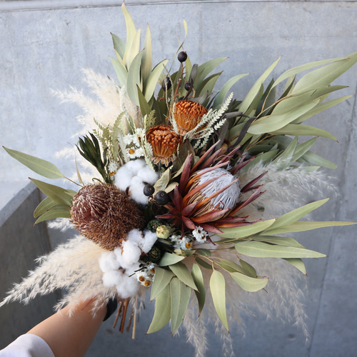 ブーケ ブートニア バンクシア プロテア ワイルドフラワー 前撮り