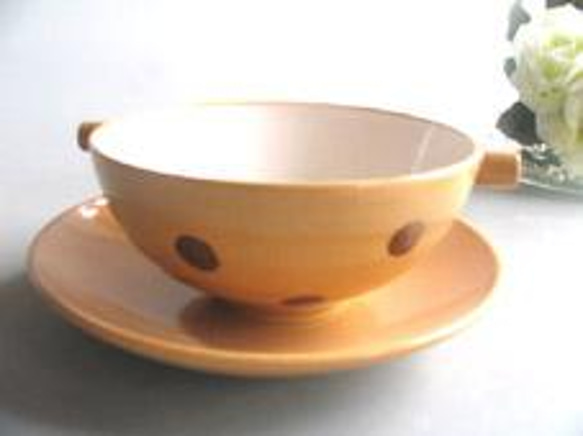 数量限定品POPS　手付きボウルプレート付　ブラウン/ブラウン スープや取り鉢などに 3枚目の画像