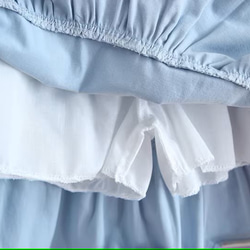 [500円割引]美しい柄 虹色水玉　パンツ型裏地付き　綿麻スカート　ギャザー ミニスカート 5枚目の画像