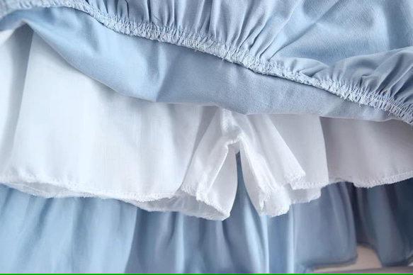[500円割引]美しい柄 虹色水玉　パンツ型裏地付き　綿麻スカート　ギャザー ミニスカート 5枚目の画像