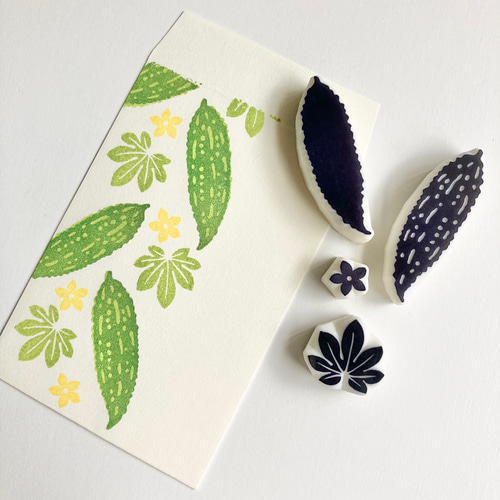 ゴーヤの消しゴムはんこセット＊暑中見舞い・残暑見舞いにも♫ はんこ