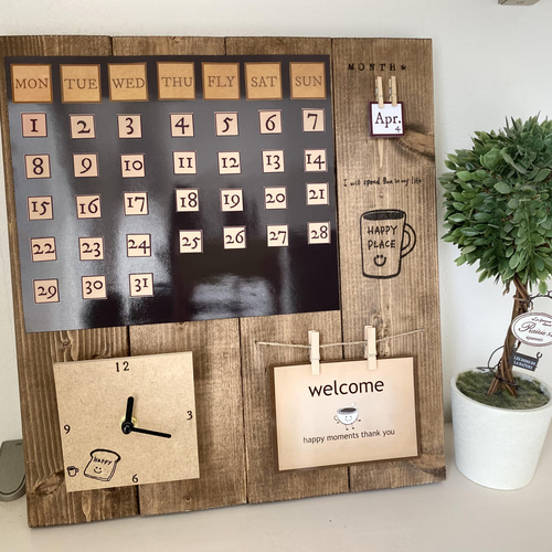 カフェ風万年カレンダー.時計.写真立て カレンダー LIL 通販 10009463