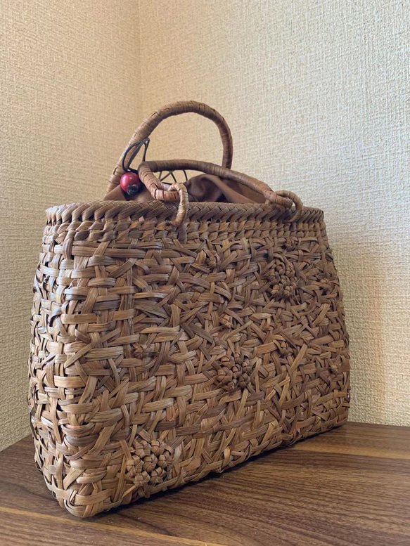 山葡萄 山葡萄かごバッグ 手作り 山葡萄籠バッグ 乱れ編
