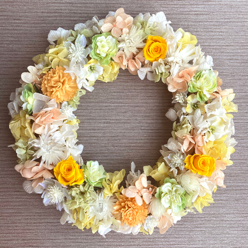 母の日・フラワーギフト】豪華プリザーブドのこんもりリースL ー