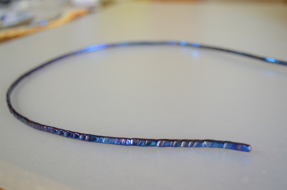 titanium head band・soft・blue・純チタンカチューシャ・ソフト・青・受注生産 2枚目の画像