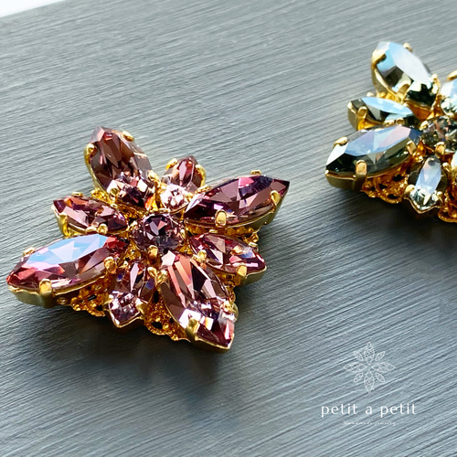 スワロフスキー®︎ ブローチ(L) clématite アンティークピンク
