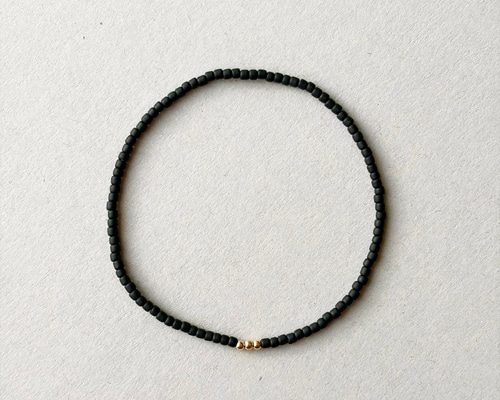 14kgf】色のかけら 影法師（マットブラック） 極細 ビーズブレスレット