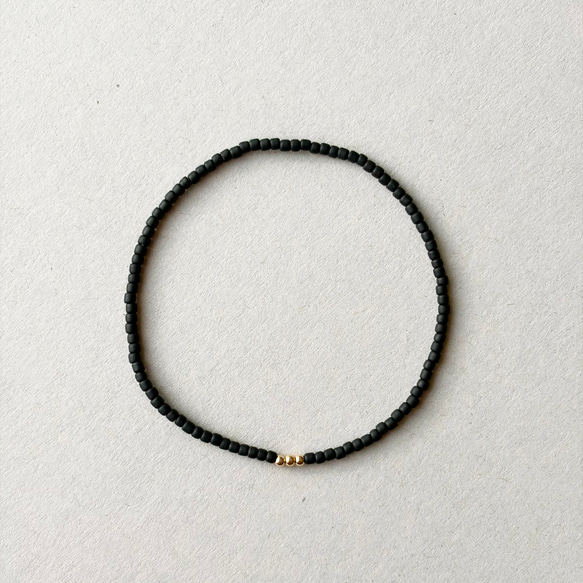 14kgf】色のかけら 影法師（マットブラック） 極細 ビーズブレスレット