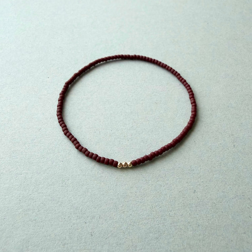 14kgf】色のかけら 枯茶（ショコラマット）極細 ビーズブレスレット