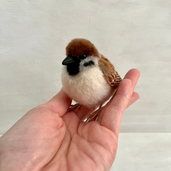 【受注制作】羊毛フェルト スズメ 10枚目の画像