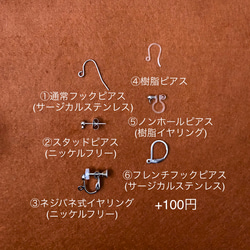 アンティークシルバーフェザー＊天然石レッドタイガーアイの耳飾り 4枚目の画像