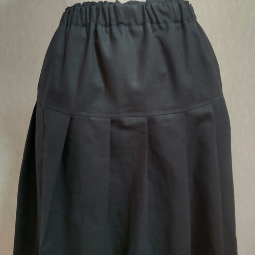 コットンリネン タックスカート(裏地付き) 切り替えスカート ロング