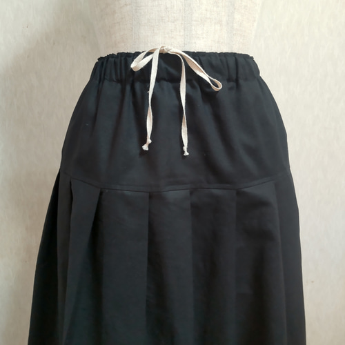 コットンリネン タックスカート(裏地付き) 切り替えスカート ロング