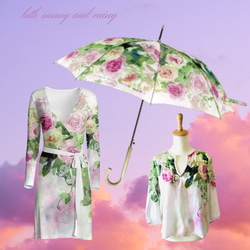 《8月30日〆切》日本製・晴雨兼用傘　シャビーシックピンクⅡのバラの傘 17枚目の画像