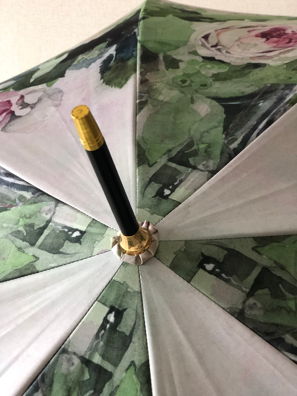 《8月30日〆切》日本製・晴雨兼用傘　シャビーシックピンクⅡのバラの傘 16枚目の画像