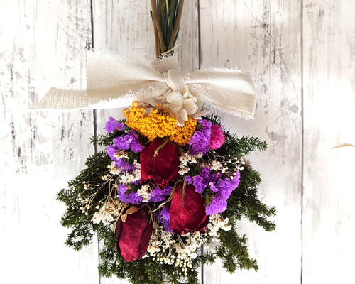 ドライフラワースワッグ〜*ローズ＆ヒムロスギ*2025～ ドライフラワー