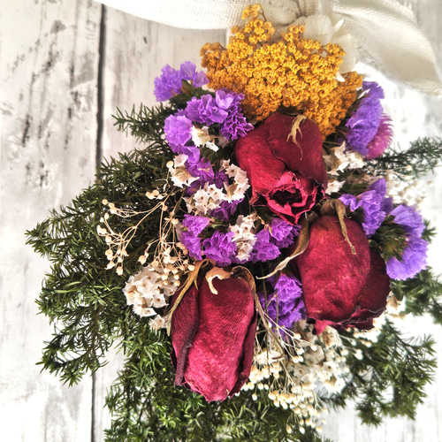 ドライフラワースワッグ〜*ローズ＆ヒムロスギ*～ ドライフラワー *は