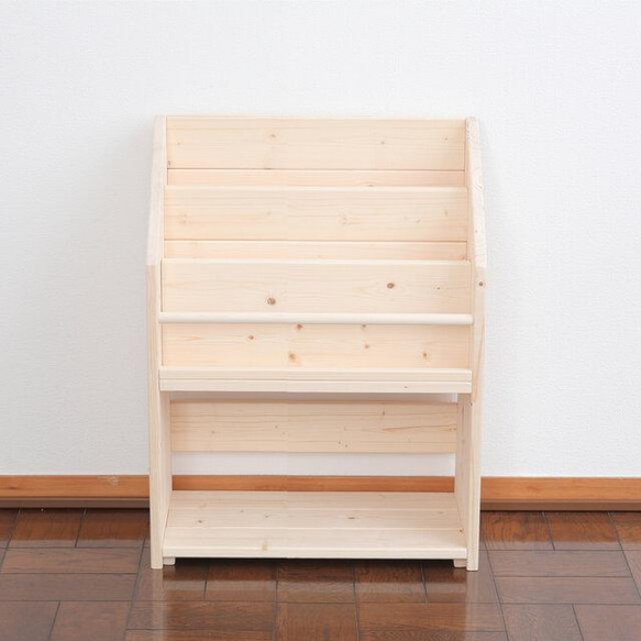 絵本棚 Ｗ56cmA Maple poppo ブックラック こども家具 無垢材 完成品 ハンドメイド ベビー家具 2枚目の画像