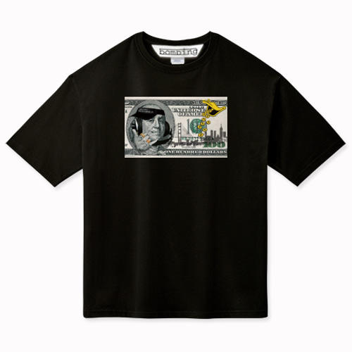 限定コラボ  ベンジャミン フランクリン Tシャツ - ブラック NEW 100＄ DJ ベンジャミンフランクリン ブラックTシャツ