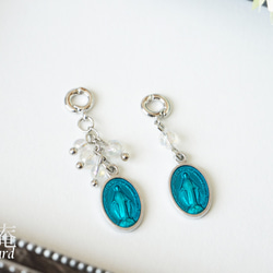 【ミニチャーム・不思議のメダイ（銀×ネオンブルー）】ブレスレットチャーム、携帯ストラップ、ペンダントトップ等に 1枚目の画像