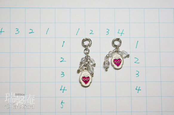 【ミニチャーム・聖心（銀）】ブレスレットチャーム、携帯ストラップ、ペンダントトップ等に 4枚目の画像