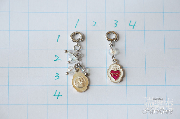 【ミニチャーム・聖心（銀）】ブレスレットチャーム、携帯ストラップ、ペンダントトップ等に 3枚目の画像