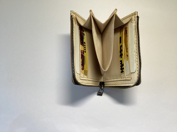 L字ファスナー財布ヌメ革生成り 2枚目の画像