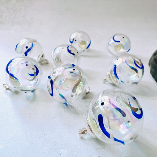 ジャンボ18mm玉》ヨーヨー水風船ピアス /イヤリング 《ブルー×ロジウム