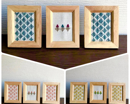 欧風刺繡（壁飾り・6枚組） ♡欧風刺繍プチフレーム（3個セット）♡壁掛け♡壁飾り