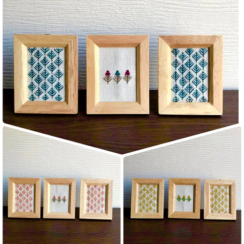 ♡欧風刺繍プチフレーム（3個セット）♡壁掛け♡壁飾り