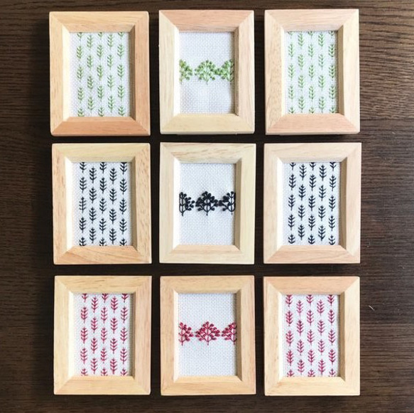 刺繍の壁飾り 置物 インテリア モダン おしゃれ 連続模様 シンプル