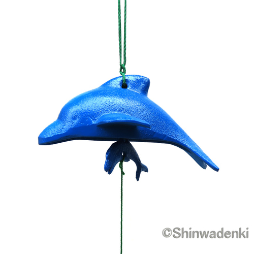 南部鉄器 泳ぐ魚風鈴 イルカ 親子 青 日本製 風鈴 南部鉄器の専門店