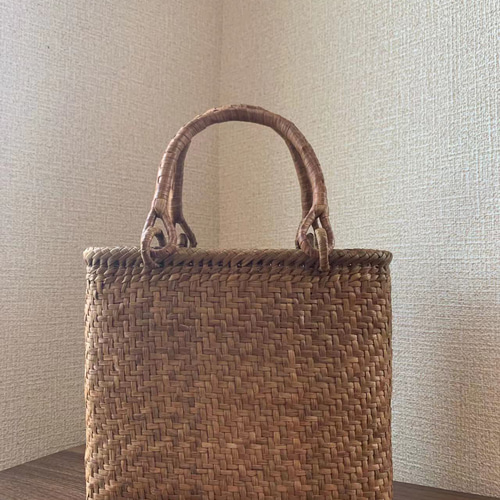 山葡萄 山葡萄かごバッグ 手作り 網代編み 山葡萄籠バッグ 細ヒゴ 内布  