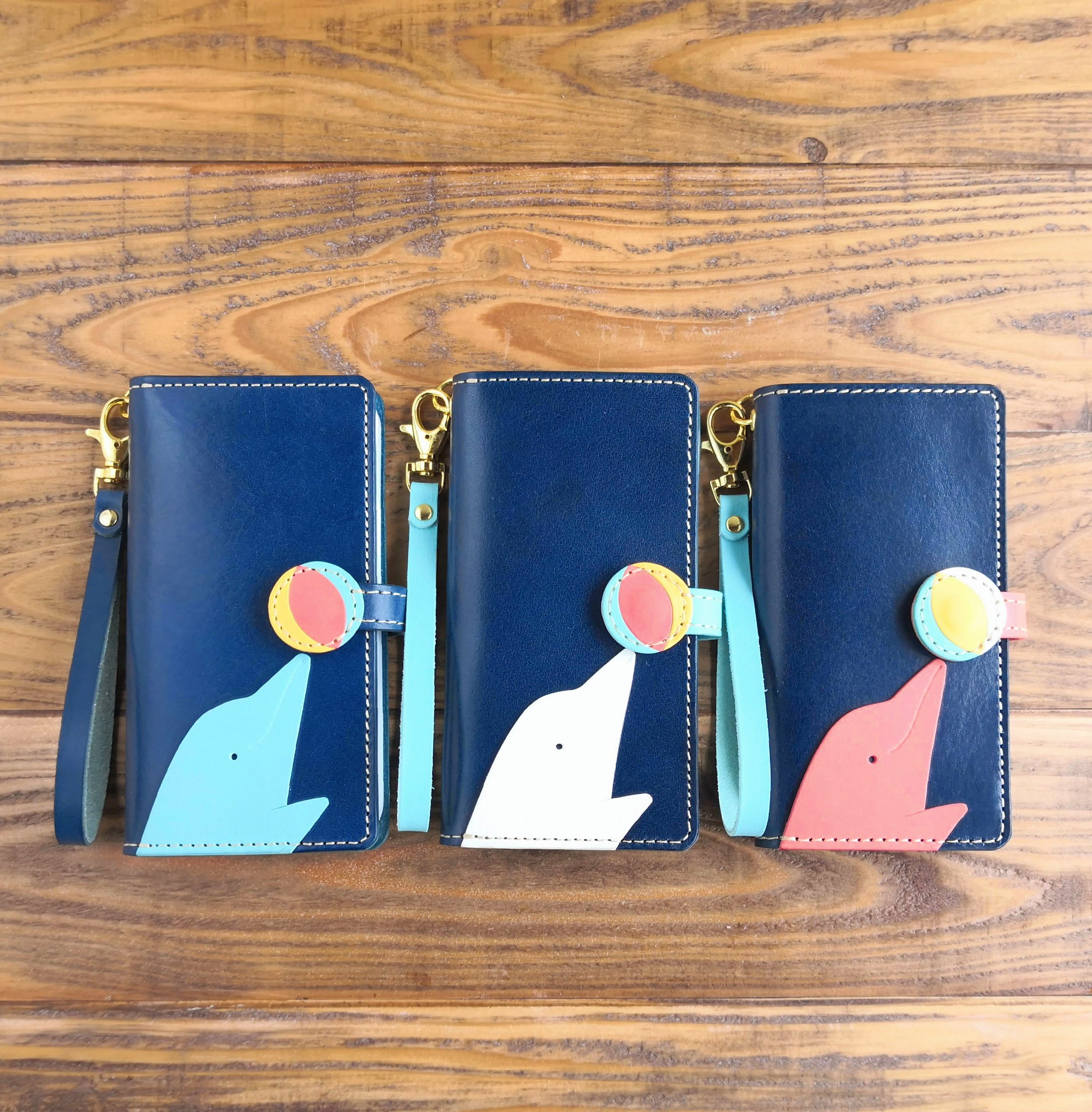 ＊Dolphin show sumaho case／イルカのショー＊青／全機種