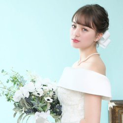 リボン ボンネ【楚々 そそ】(H-112)｜花嫁 大和撫子 上品 前撮り 正統派 挙式 結婚式 サテン クラシカル 2枚目の画像