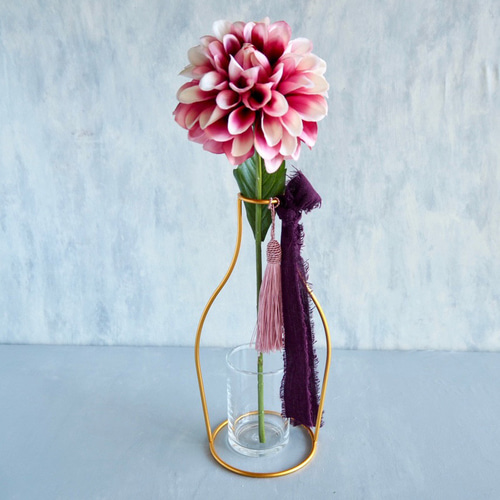 【ハンドメイド】アーティシャルフラワーアレンジ　花瓶込 グラデーションダリア宴】｜アーティフィシャルフラワー 花瓶アレンジ