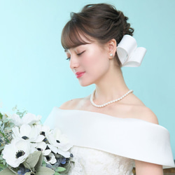 リボン ボンネ【なでしこ】(H-46)｜花嫁 大和撫子 上品 前撮り 正統派 挙式 結婚式 サテン クラシカル 披露宴 10枚目の画像