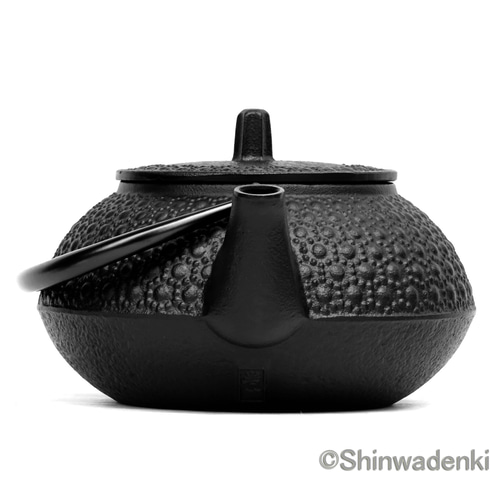 南部鉄器 鉄瓶兼用急須 5型新亀甲0.65L 茶漉し付 黒焼付仕上 日本製 直