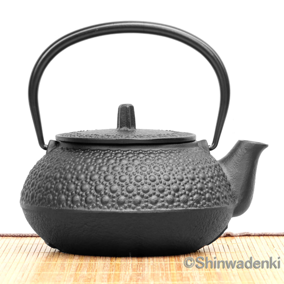 岩鋳(Iwachu) 鉄瓶 黒焼付 0.65L 鉄瓶兼用急須 5型新亀甲セット 岩鋳