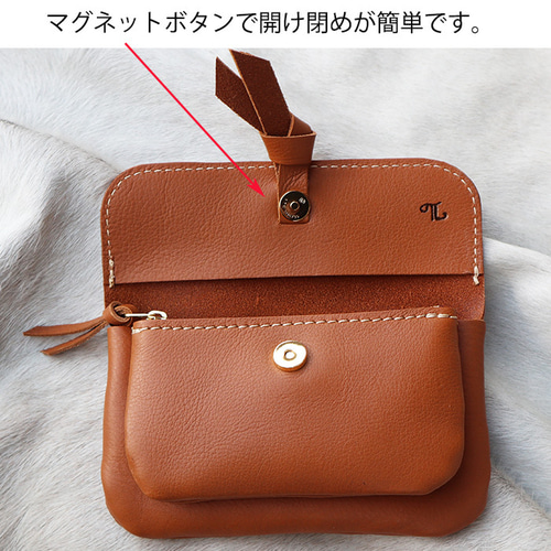 リコリコ　本革　長財布　キャメル 革リボンが可愛い本革の長財布/キャメルの革財布/2sou-robin-camel 長