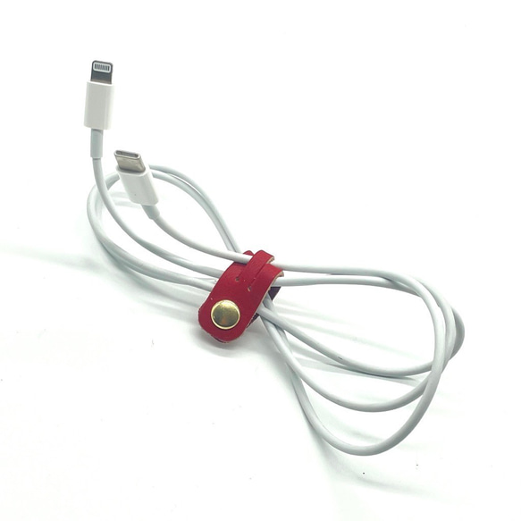 【22色から選べる】革製充電コードホルダー ×3 コードクリップ スマホ iPhone 4枚目の画像