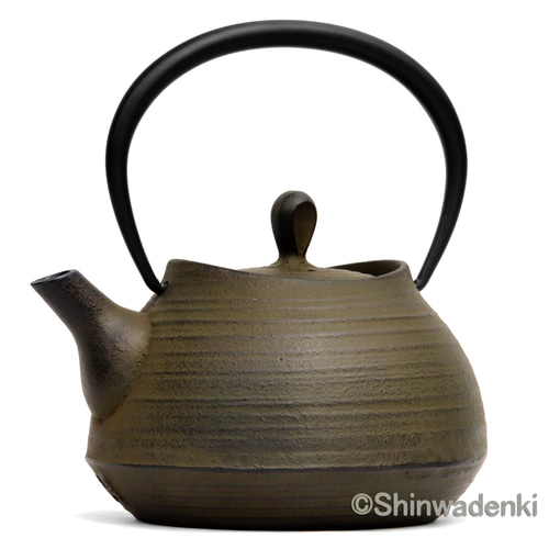 南部鉄器 鉄瓶 刷毛目（さび茶仕上げ）0.6L 内面素焼き・酸化被膜仕上