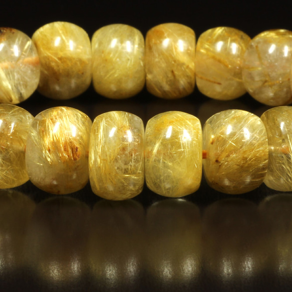 【濃密に内包する金針が美しい】一点物 １１ミリ ゴールドルチル チューブブレスレット ４５ｇ ギフトセット付 Ｒｃｂ６ 14枚目の画像