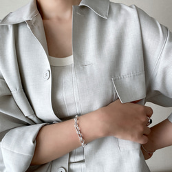 Silver925 chunky chain Bracelet "Narrow plain" 第9張的照片