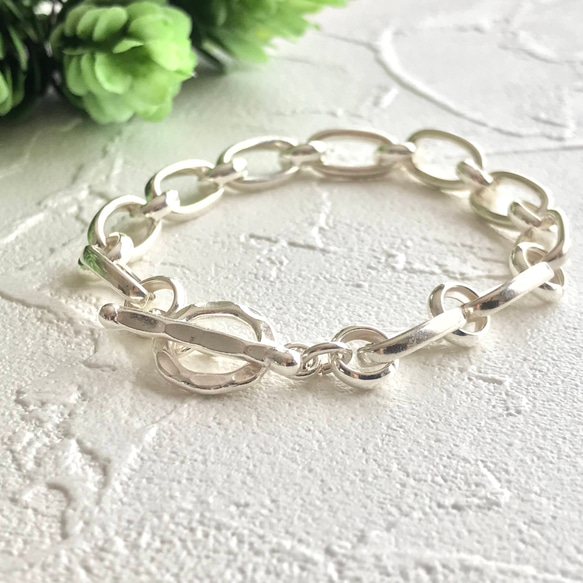 Silver925 chunky chain Bracelet "Narrow plain" 第8張的照片