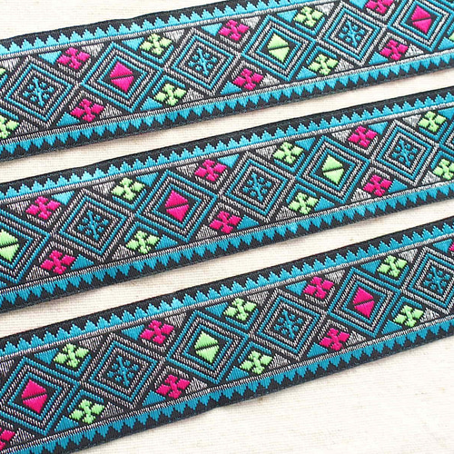 1m〜 インド刺繍リボン チロリアンテープテープ 水色☆ブレード 衣装
