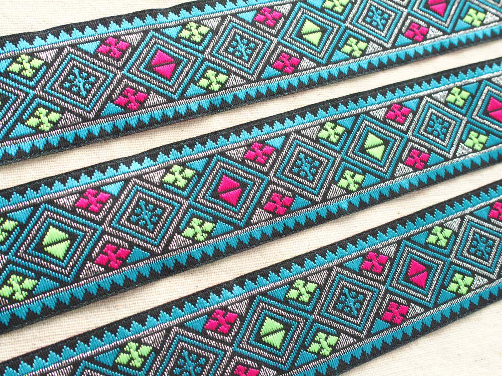 1m〜 インド刺繍リボン チロリアンテープテープ 水色☆ブレード 衣装